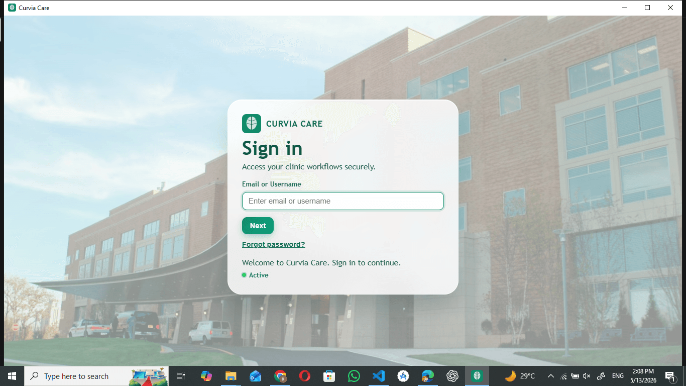 Curvia Care Sign in