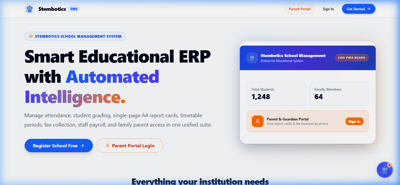 Stembotics School Management System (SMS) preview